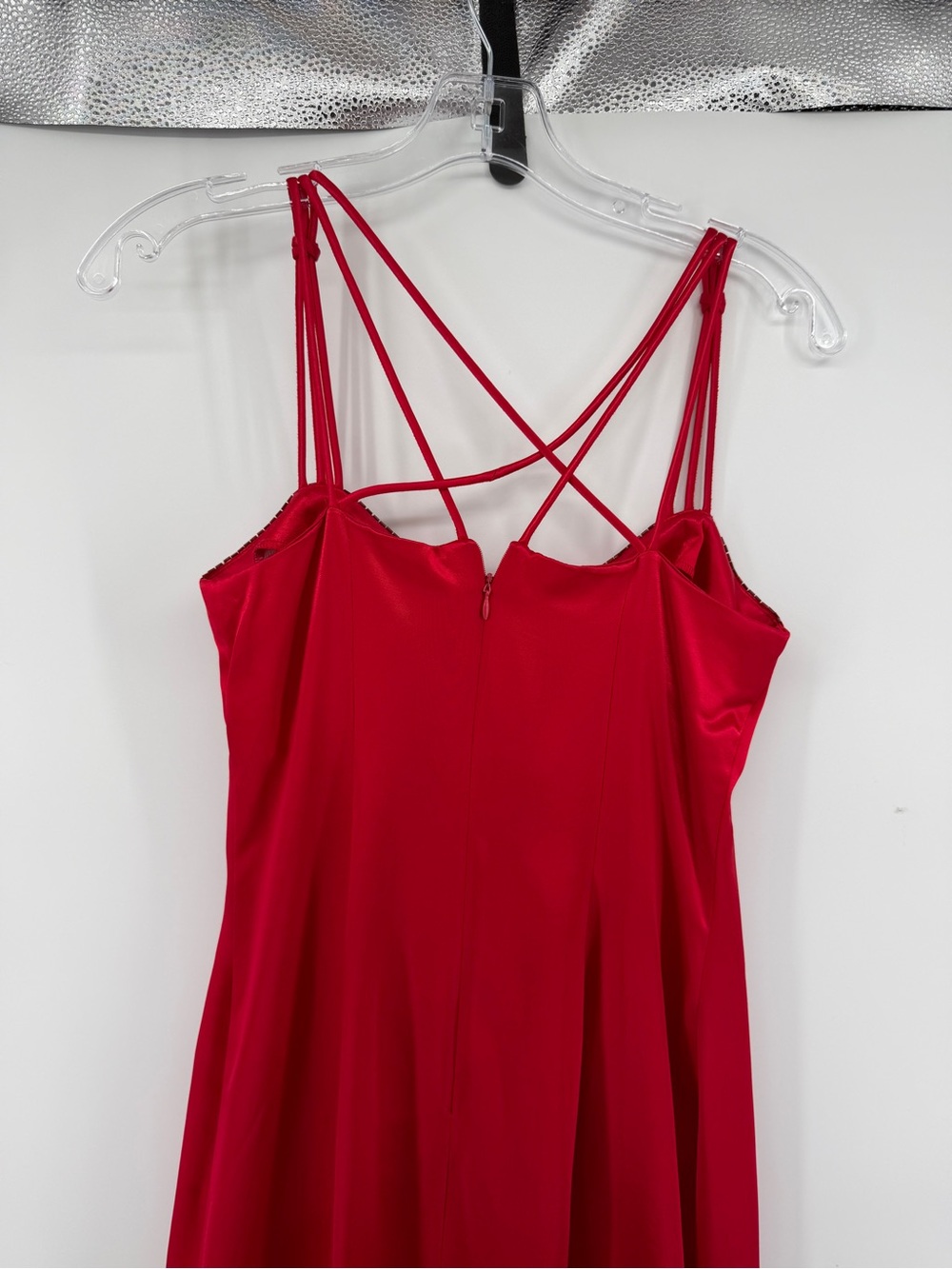 Rampage VTG Y2K Whimsigoth Vampy Goth Satin Red Strappy Cowl Neck Maxi Dress Sz5 - Picture 8 of 12